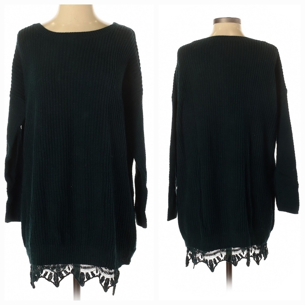 Forever 21 Knit Sweater, Dark Green, Size Small